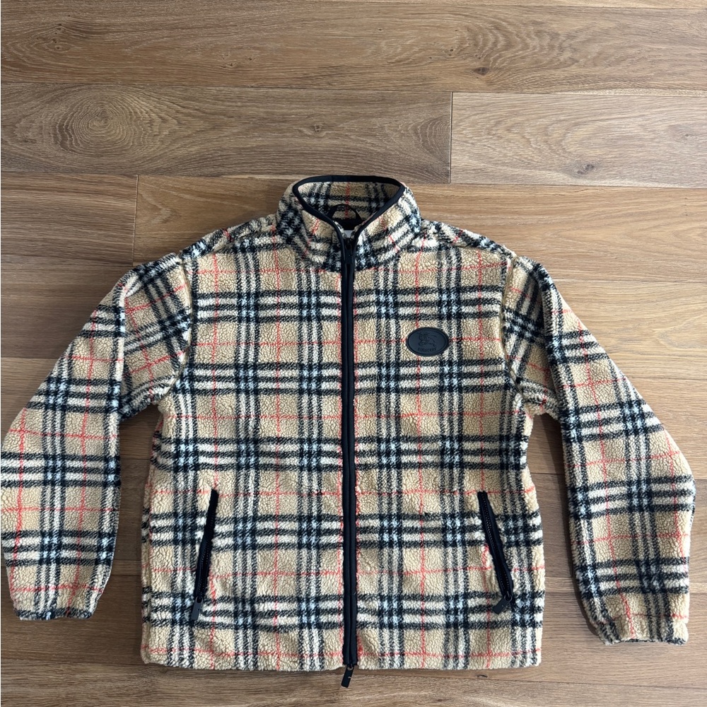 Burberry ‘Checked Zip-Up Fleece Jacket’